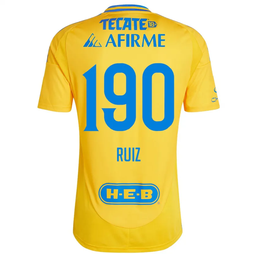 Danxen Criança Camisola Óscar Ruiz #190 Ouro Amarelo Principal 2024/25 Camisa