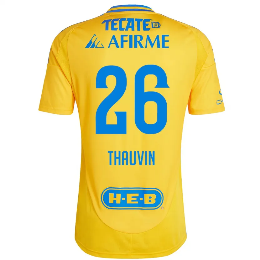 Danxen Criança Camisola Florian Thauvin #26 Ouro Amarelo Principal 2024/25 Camisa