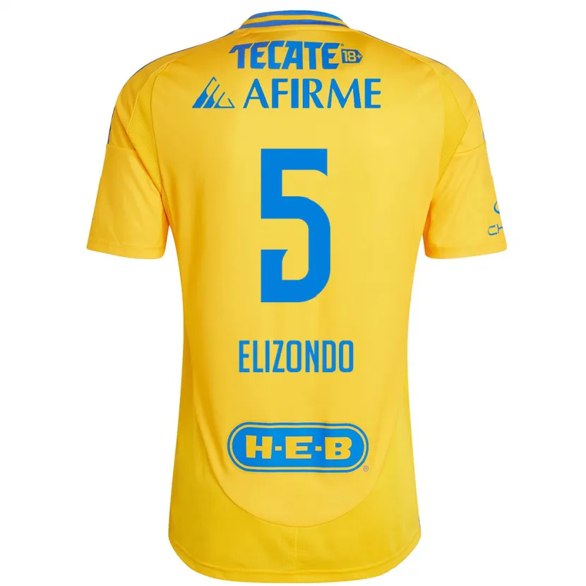 Danxen Criança Camisola Fernanda Elizondo #5 Ouro Amarelo Principal 2024/25 Camisa