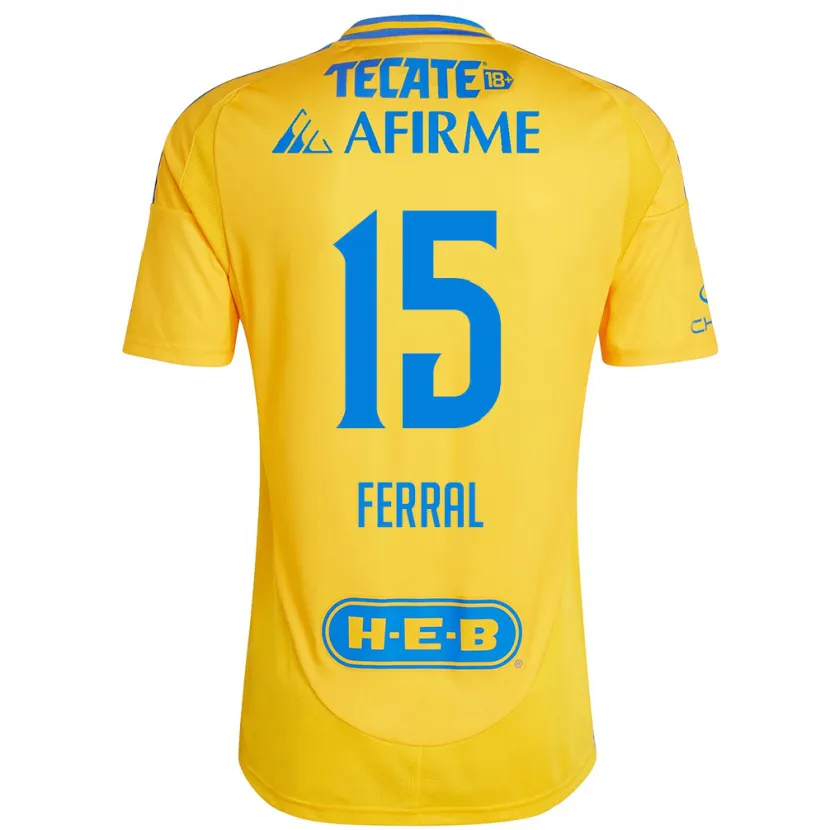 Danxen Criança Camisola Cristina Ferral #15 Ouro Amarelo Principal 2024/25 Camisa