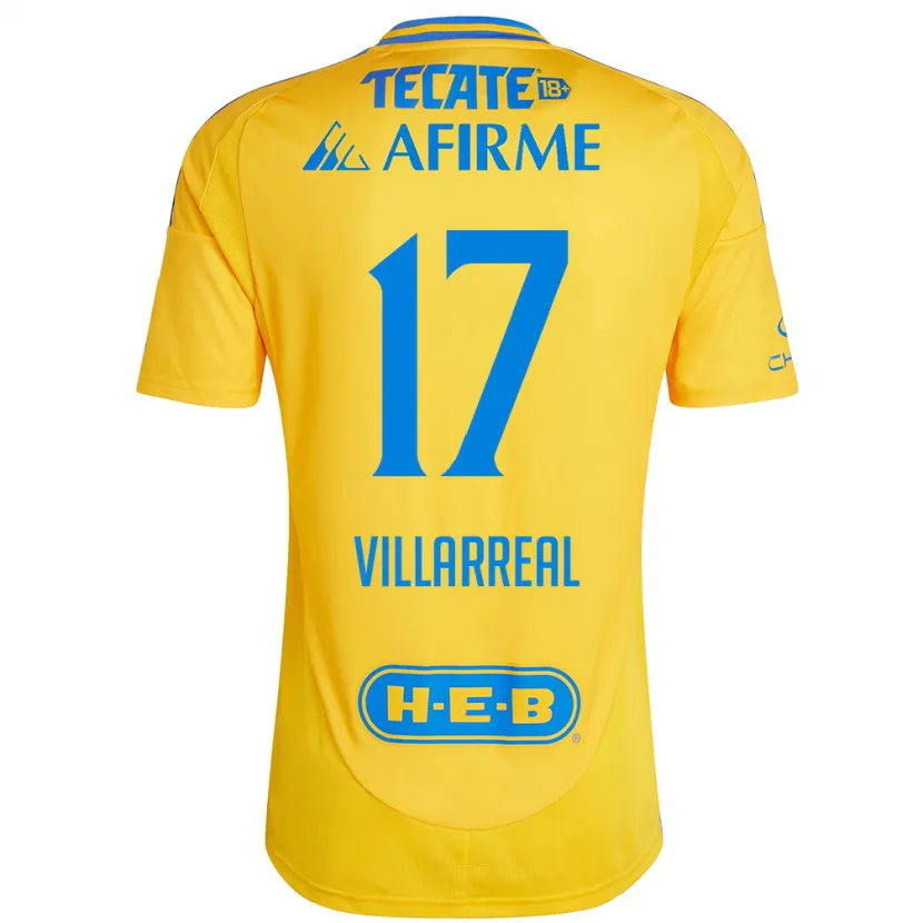 Danxen Criança Camisola Natalia Villarreal #17 Ouro Amarelo Principal 2024/25 Camisa