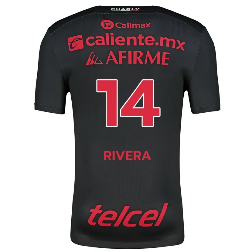 Danxen Criança Camisola Christian Rivera #14 Preto Vermelho Principal 2024/25 Camisa