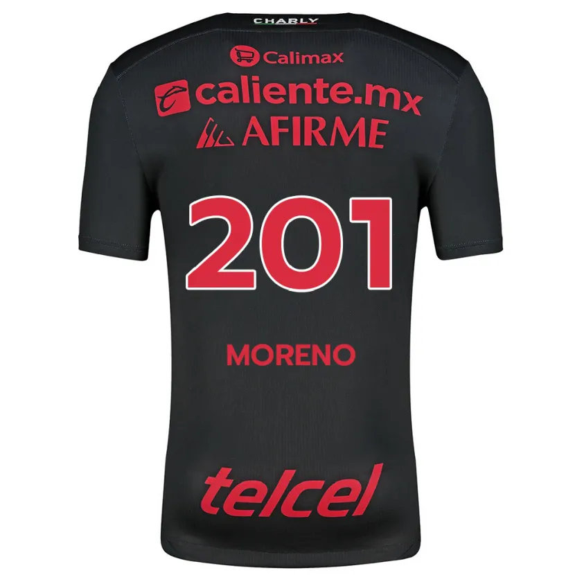 Danxen Criança Camisola Jesús Moreno #201 Preto Vermelho Principal 2024/25 Camisa