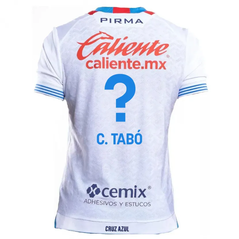 Danxen Criança Camisola Christian Tabó #0 Branco Azul Alternativa 2024/25 Camisa