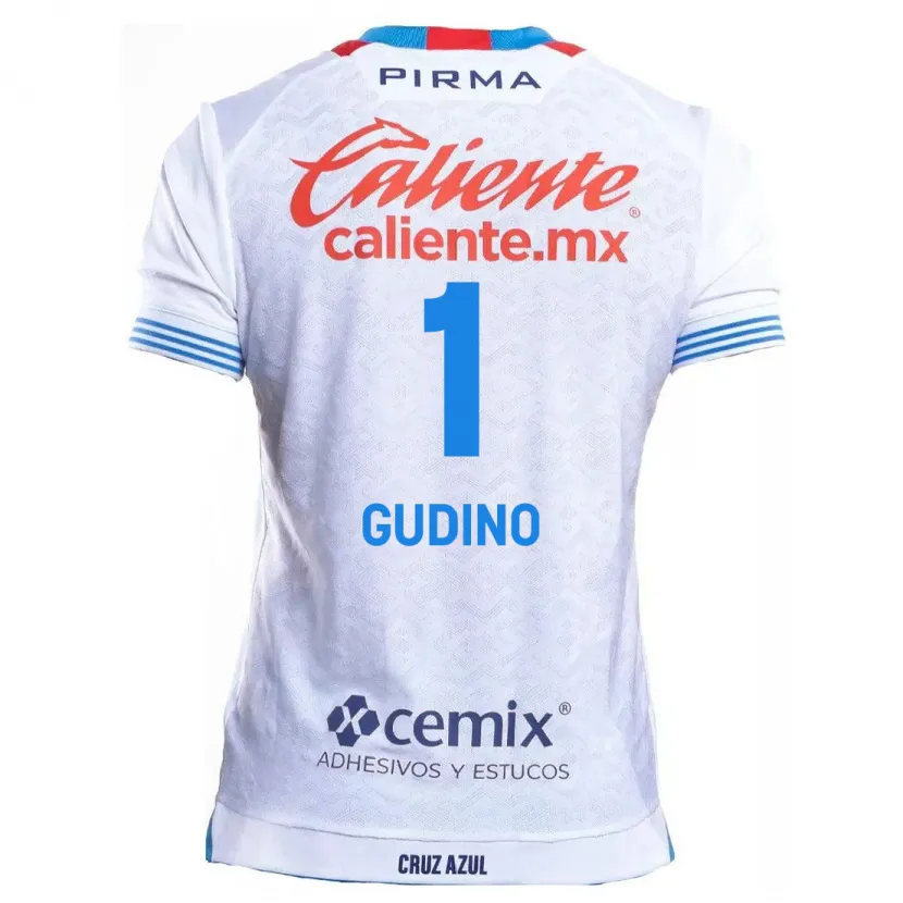 Danxen Criança Camisola Andrés Gudiño #1 Branco Azul Alternativa 2024/25 Camisa