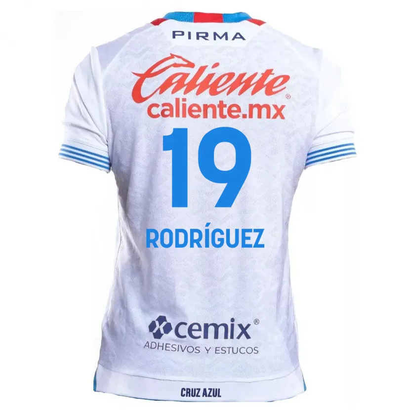 Danxen Criança Camisola Carlos Rodríguez #19 Branco Azul Alternativa 2024/25 Camisa