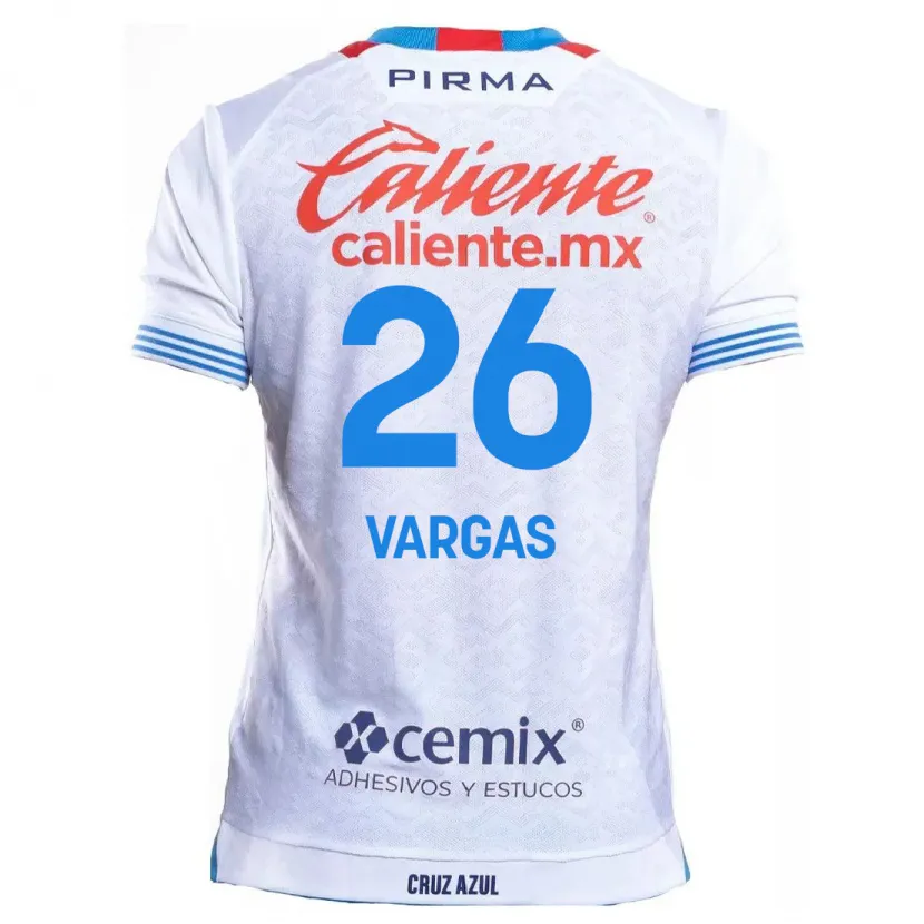 Danxen Criança Camisola Carlos Vargas #26 Branco Azul Alternativa 2024/25 Camisa