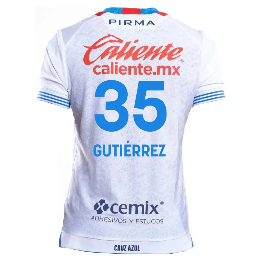 Danxen Criança Camisola Luis Gutiérrez #35 Branco Azul Alternativa 2024/25 Camisa