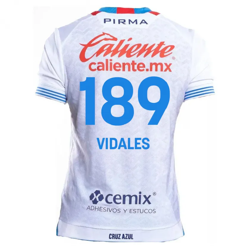 Danxen Criança Camisola Álvaro Vidales #189 Branco Azul Alternativa 2024/25 Camisa