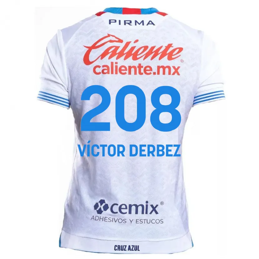 Danxen Criança Camisola Louis Víctor Derbez #208 Branco Azul Alternativa 2024/25 Camisa