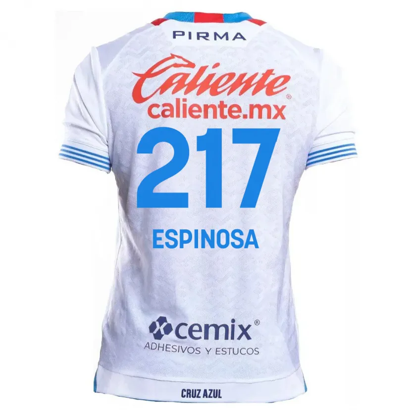 Danxen Criança Camisola Samuel Espinosa #217 Branco Azul Alternativa 2024/25 Camisa