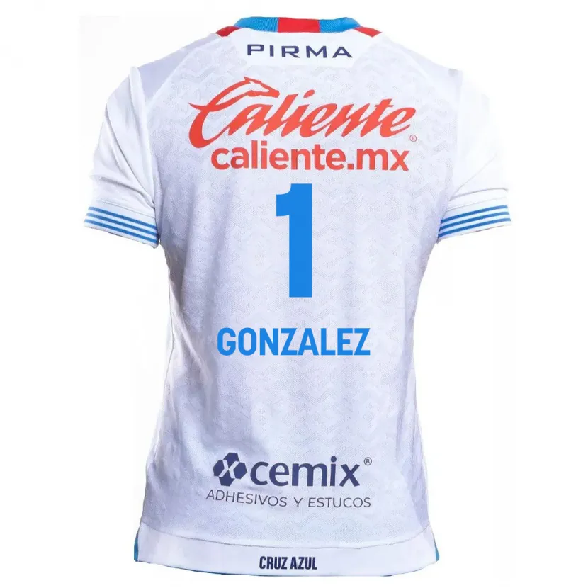Danxen Criança Camisola Itzayana Gonzalez #1 Branco Azul Alternativa 2024/25 Camisa