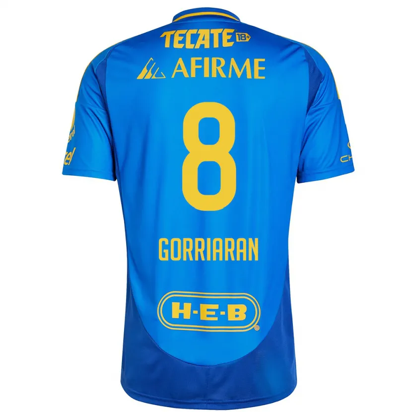 Danxen Criança Camisola Fernando Gorriarán #8 Azul Amarelo Alternativa 2024/25 Camisa