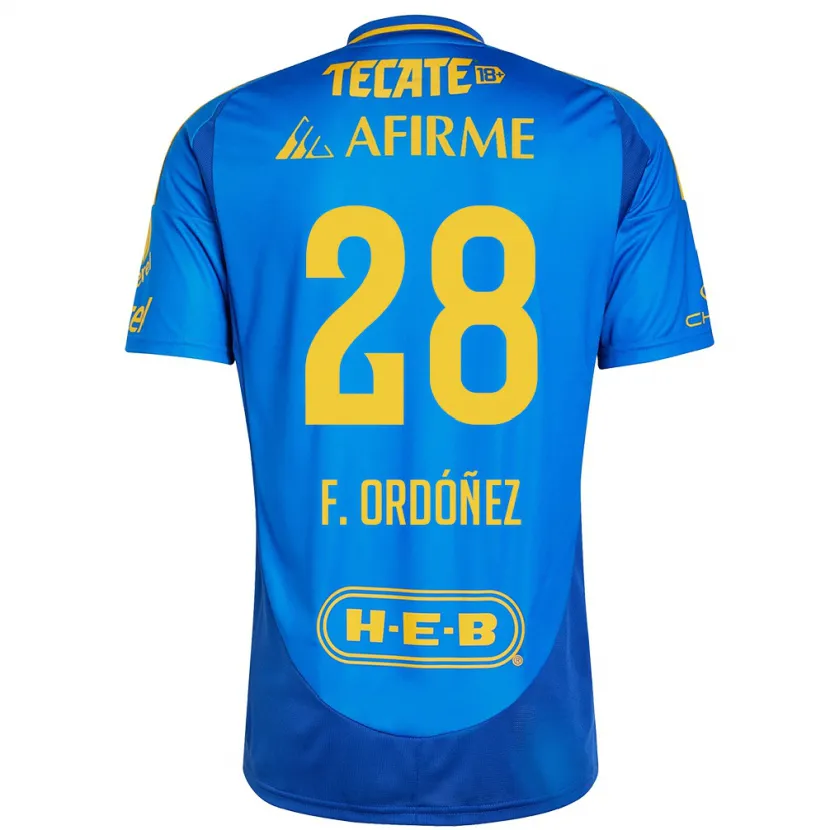 Danxen Criança Camisola Fernando Ordóñez #28 Azul Amarelo Alternativa 2024/25 Camisa