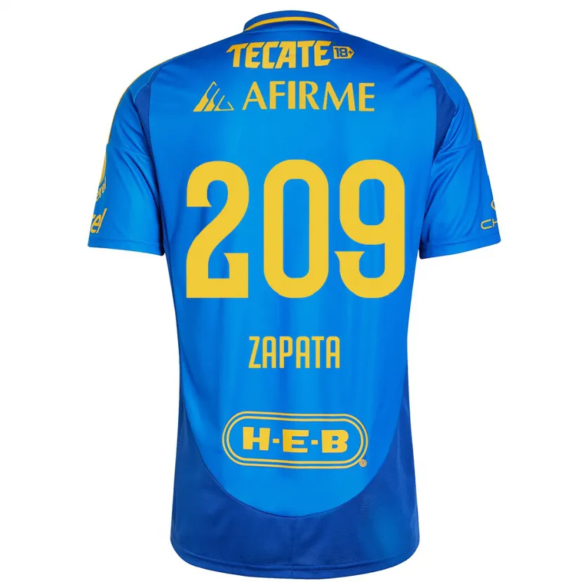 Danxen Criança Camisola Jorge Zapata #209 Azul Amarelo Alternativa 2024/25 Camisa