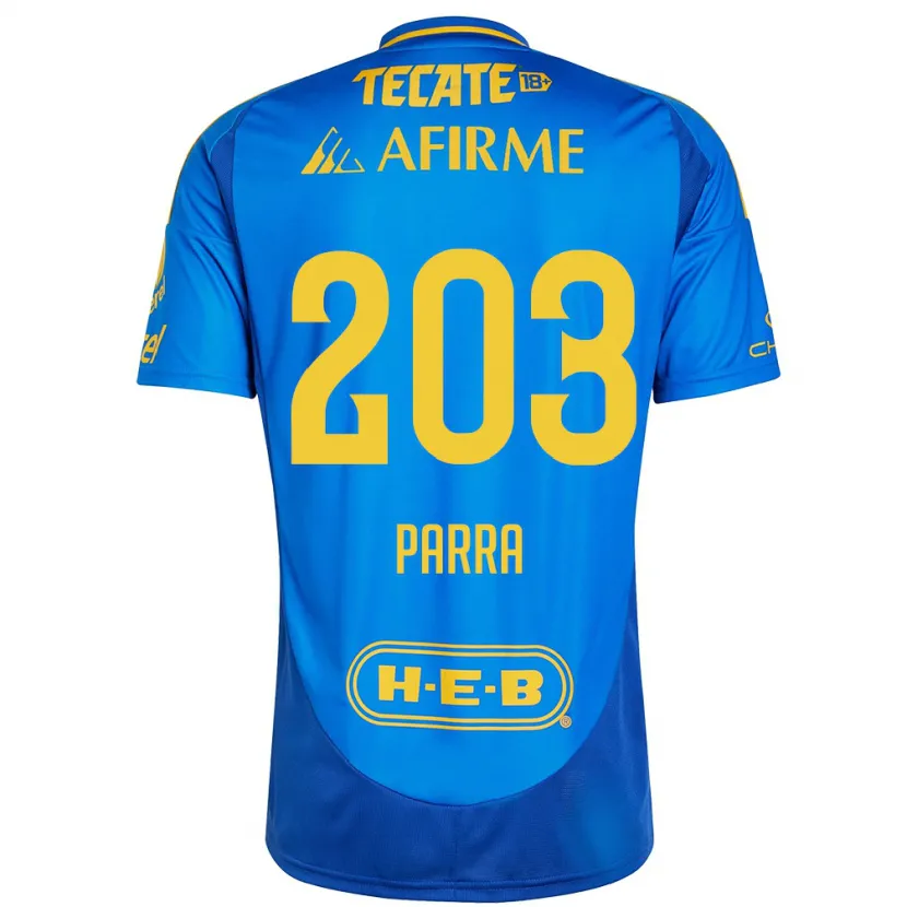 Danxen Criança Camisola Bernardo Parra #203 Azul Amarelo Alternativa 2024/25 Camisa