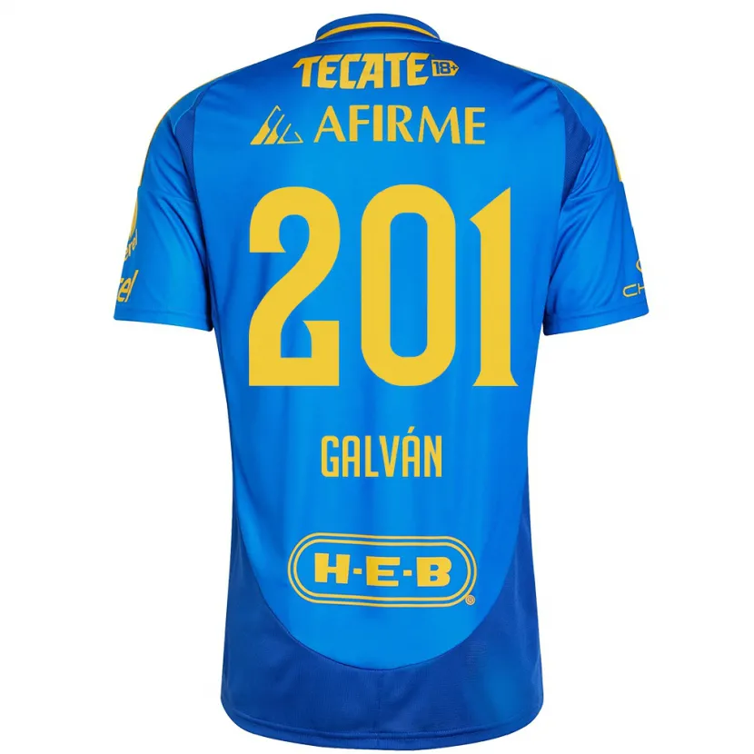Danxen Criança Camisola Isac Galván #201 Azul Amarelo Alternativa 2024/25 Camisa