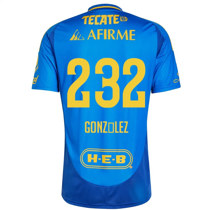 Danxen Criança Camisola César González #232 Azul Amarelo Alternativa 2024/25 Camisa