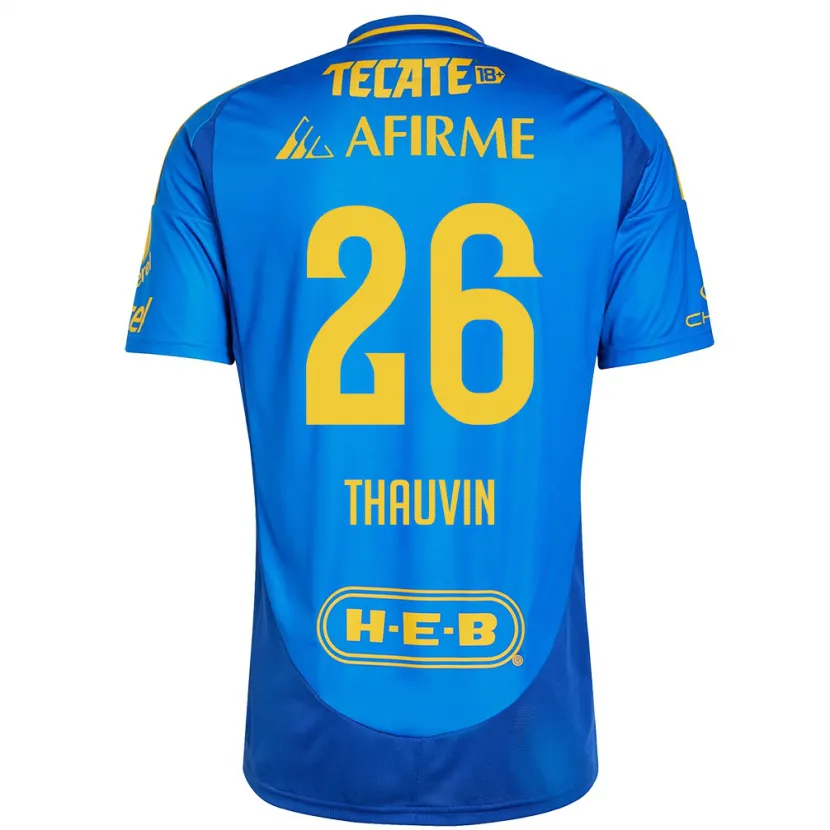 Danxen Criança Camisola Florian Thauvin #26 Azul Amarelo Alternativa 2024/25 Camisa
