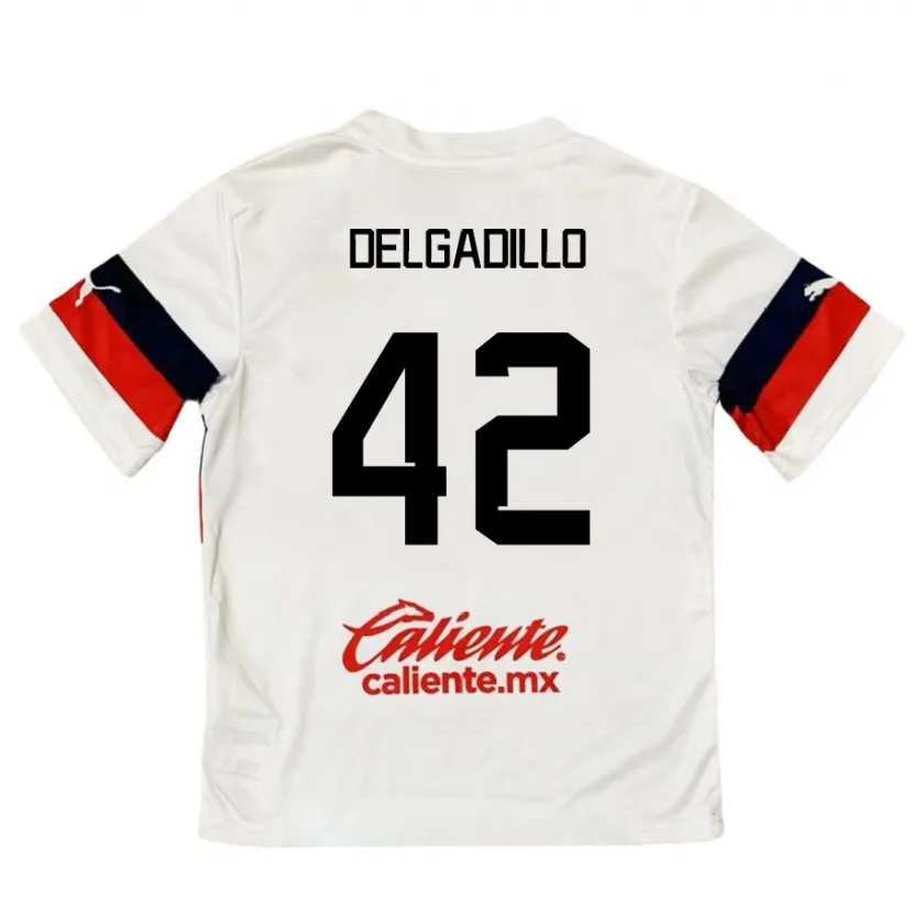 Danxen Criança Camisola Diego Delgadillo #42 Branco Vermelho Alternativa 2024/25 Camisa