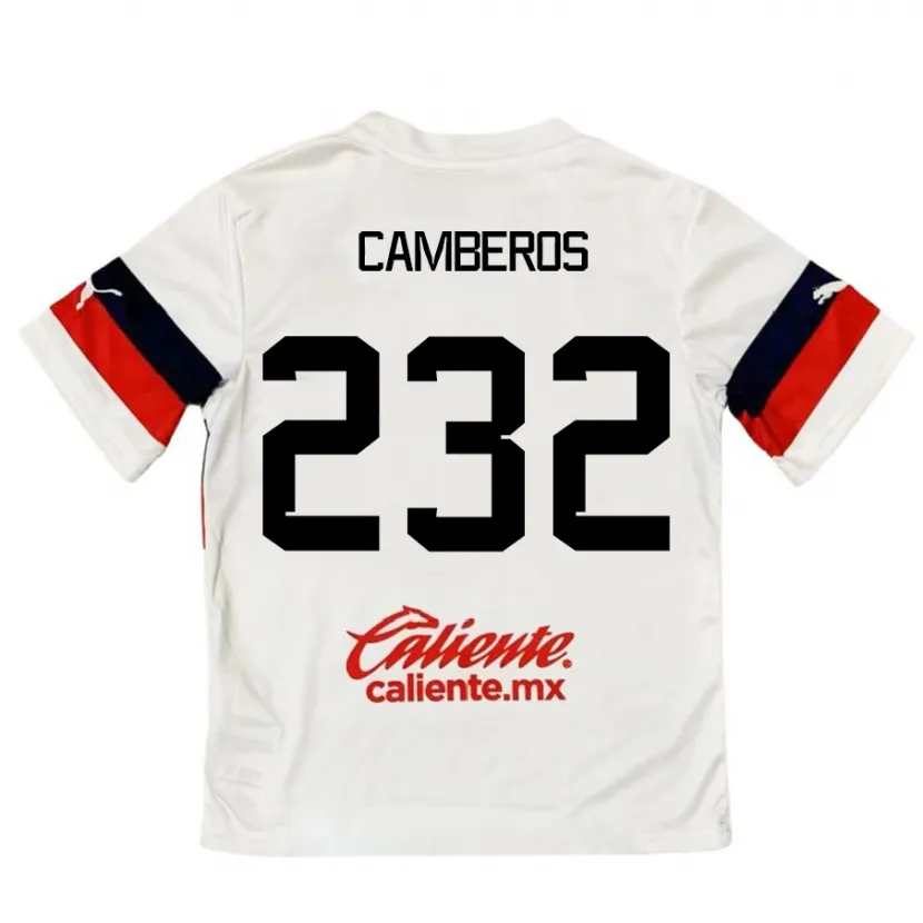 Danxen Criança Camisola Hugo Camberos #232 Branco Vermelho Alternativa 2024/25 Camisa