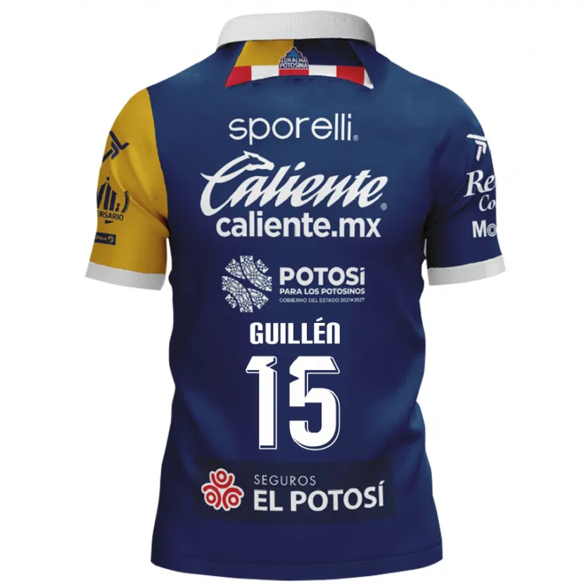 Danxen Criança Camisola Daniel Guillén #15 Azul Amarelo Alternativa 2024/25 Camisa