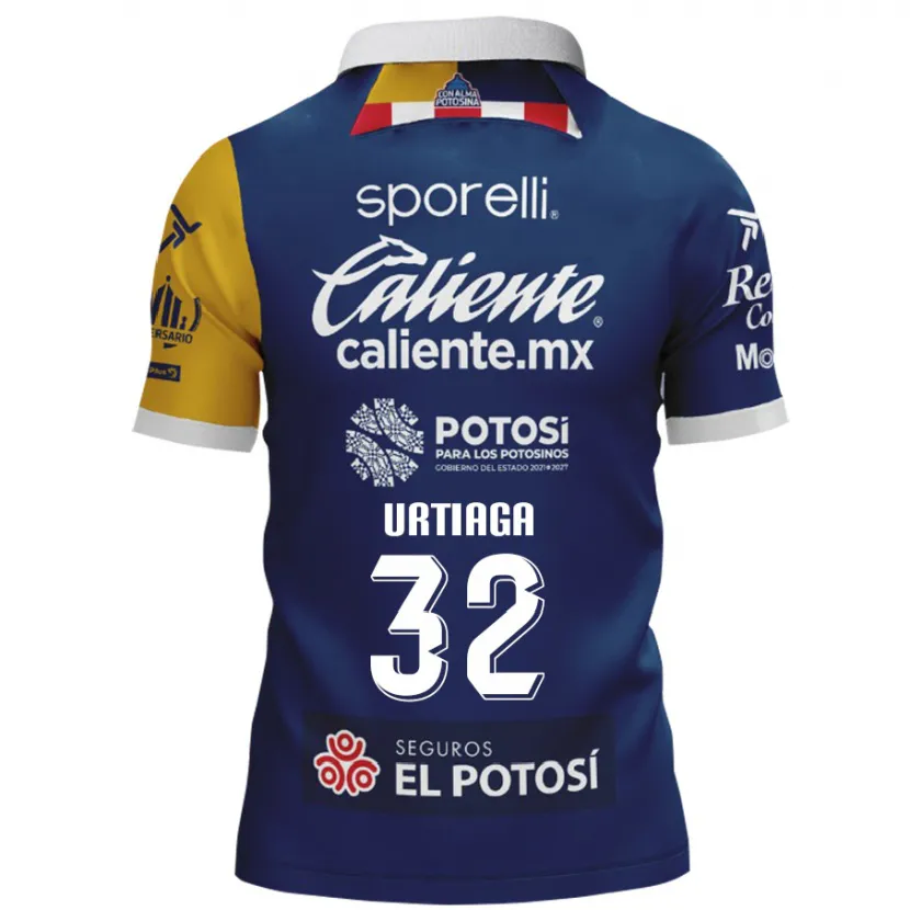 Danxen Criança Camisola Diego Urtiaga #32 Azul Amarelo Alternativa 2024/25 Camisa