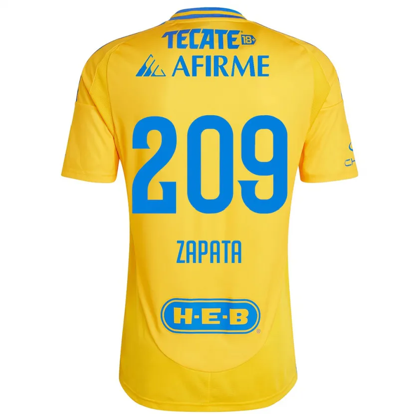 Danxen Homem Camisola Jorge Zapata #209 Ouro Amarelo Principal 2024/25 Camisa