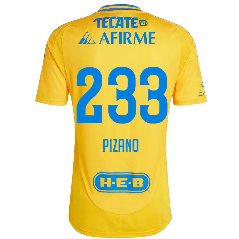 Danxen Homem Camisola Juan Pizano #233 Ouro Amarelo Principal 2024/25 Camisa