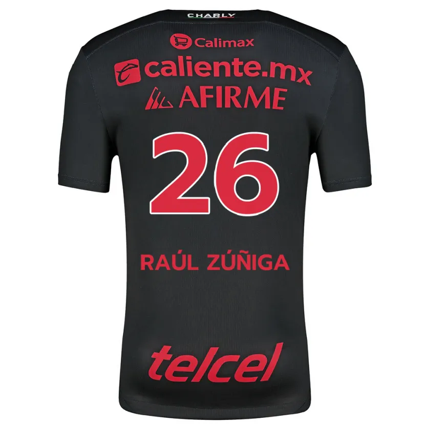 Danxen Homem Camisola José Raúl Zúñiga #26 Preto Vermelho Principal 2024/25 Camisa