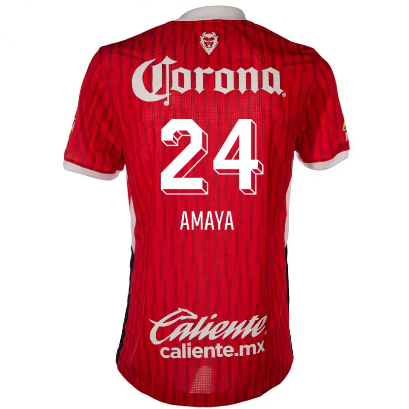 Danxen Homem Camisola Frankie Amaya #24 Vermelho Branco Principal 2024/25 Camisa