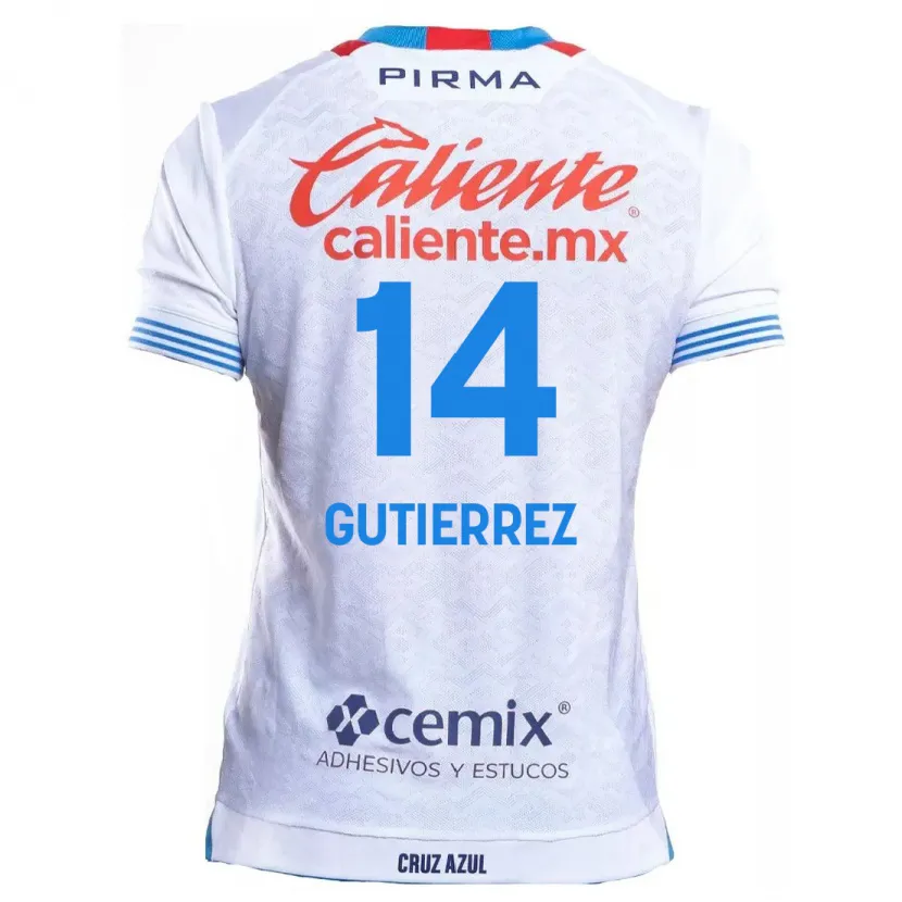 Danxen Homem Camisola Alexis Gutiérrez #14 Branco Azul Alternativa 2024/25 Camisa