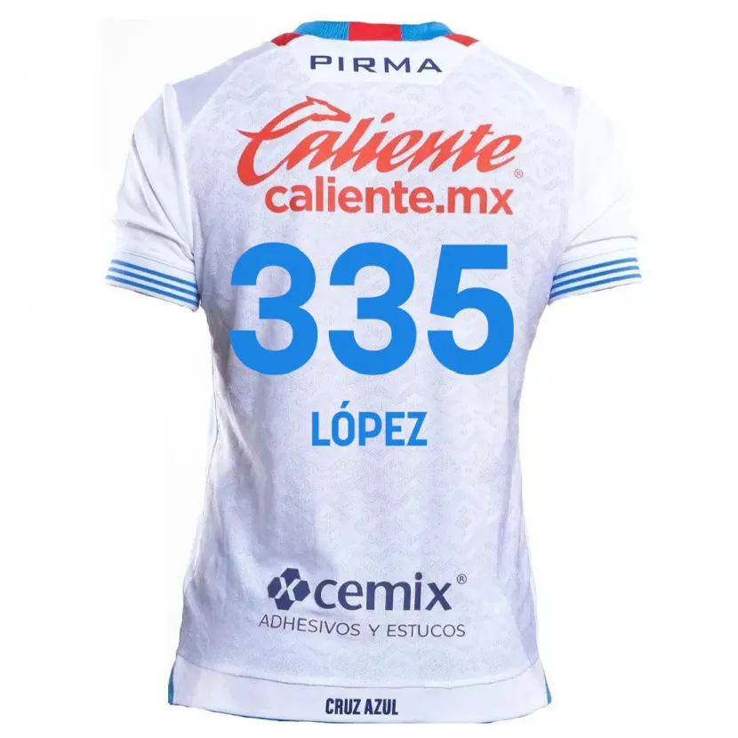 Danxen Homem Camisola Alfredo López #335 Branco Azul Alternativa 2024/25 Camisa
