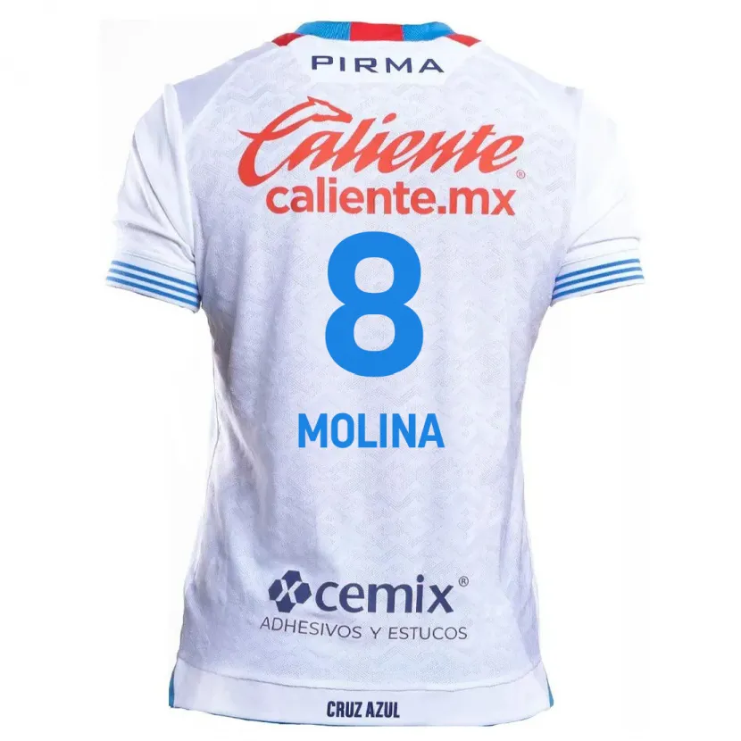 Danxen Homem Camisola Dalia Molina #8 Branco Azul Alternativa 2024/25 Camisa