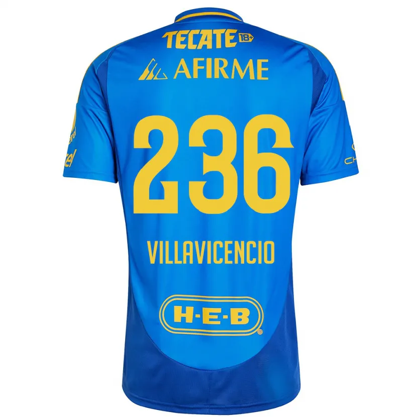 Danxen Homem Camisola Edgar Villavicencio #236 Azul Amarelo Alternativa 2024/25 Camisa
