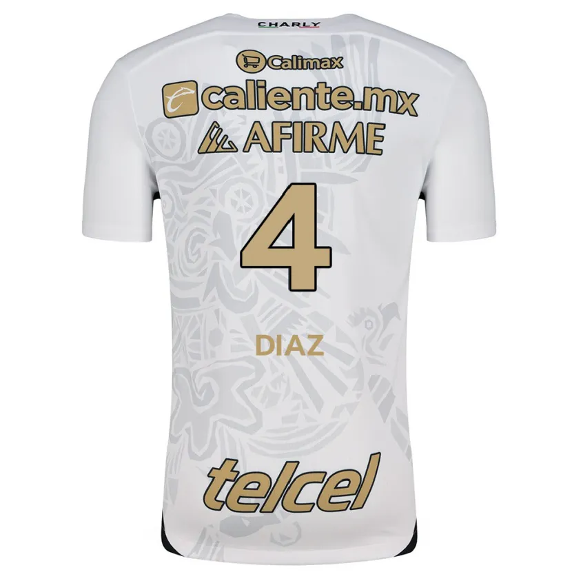 Danxen Homem Camisola Nicolás Díaz #4 Branco Preto Alternativa 2024/25 Camisa