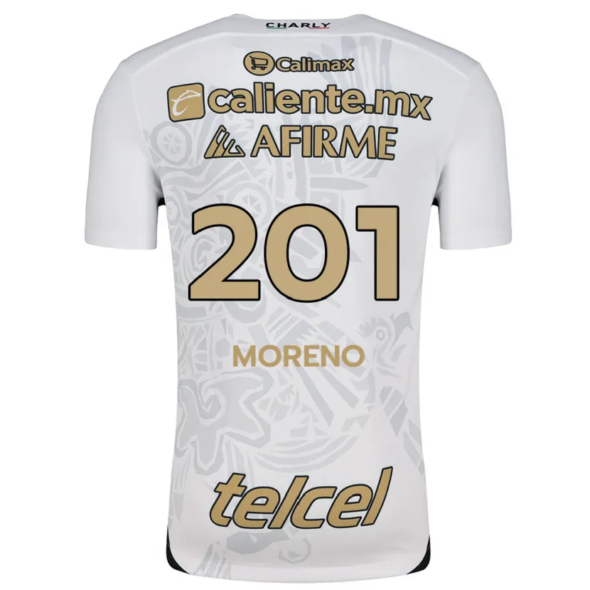 Danxen Homem Camisola Jesús Moreno #201 Branco Preto Alternativa 2024/25 Camisa