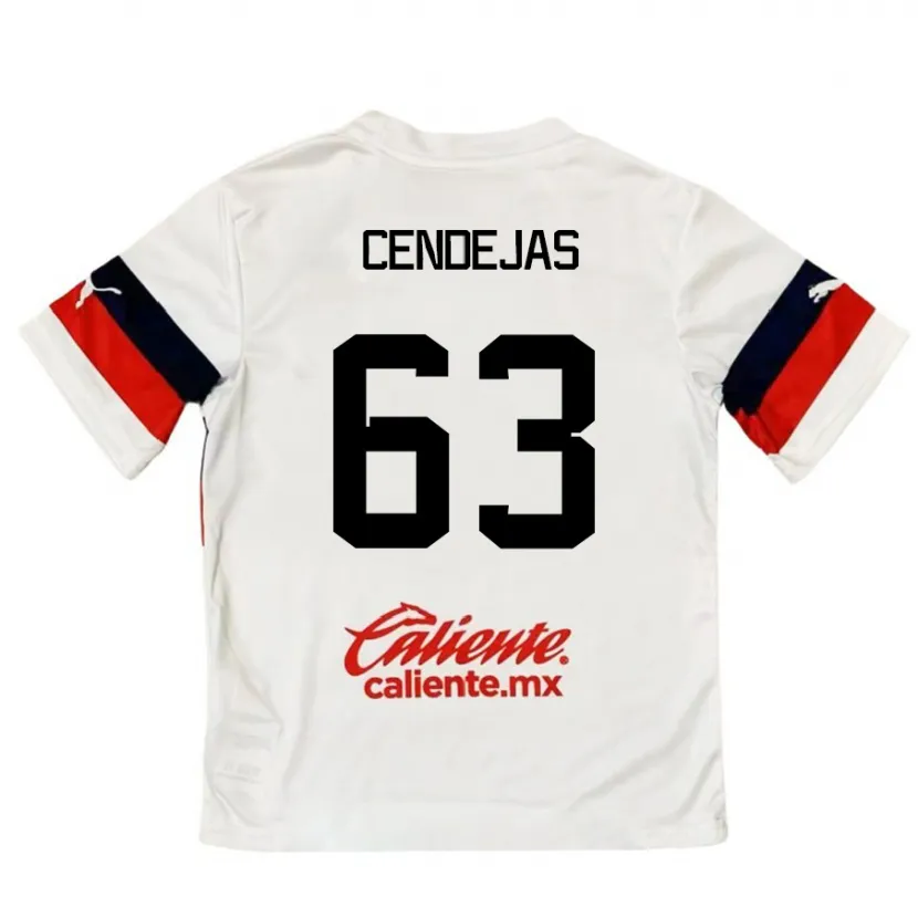 Danxen Homem Camisola Matías Cendejas #63 Branco Vermelho Alternativa 2024/25 Camisa