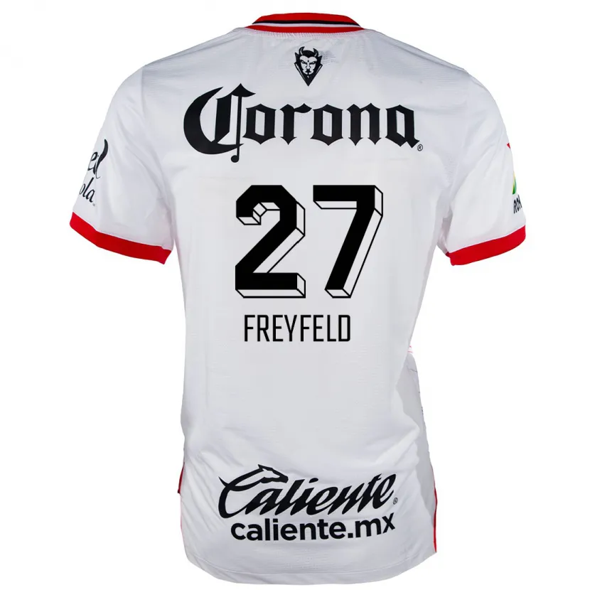 Danxen Homem Camisola Emiliano Freyfeld #27 Branco Vermelho Alternativa 2024/25 Camisa