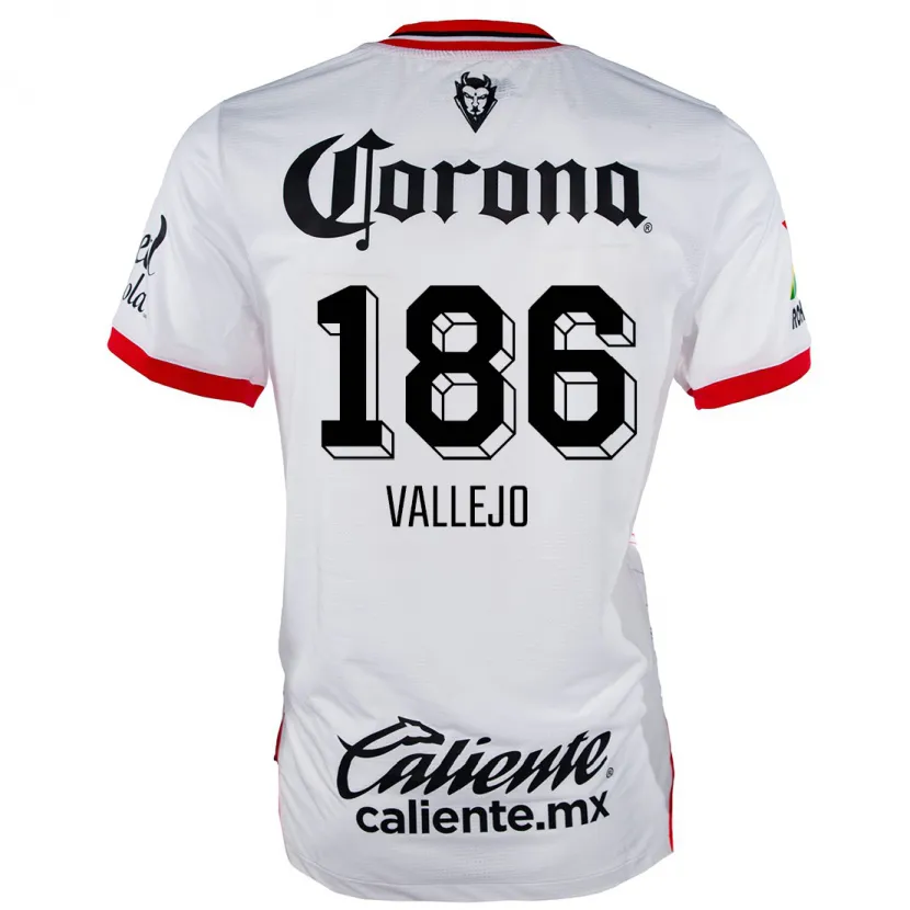 Danxen Homem Camisola Saúl Vallejo #186 Branco Vermelho Alternativa 2024/25 Camisa