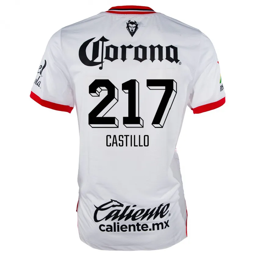 Danxen Homem Camisola Klever Castillo #217 Branco Vermelho Alternativa 2024/25 Camisa