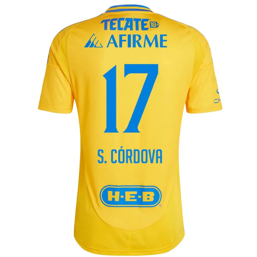 Danxen Mulher Camisola Sebastián Córdova #17 Ouro Amarelo Principal 2024/25 Camisa