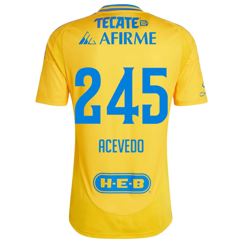 Danxen Mulher Camisola Kevin Acevedo #245 Ouro Amarelo Principal 2024/25 Camisa
