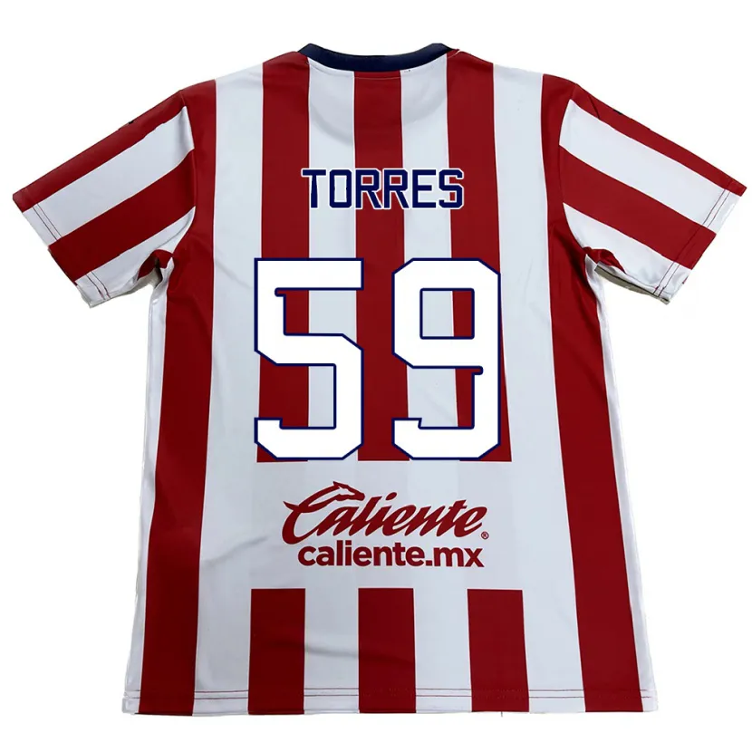 Danxen Mulher Camisola Christian Torres #59 Vermelho Branco Principal 2024/25 Camisa
