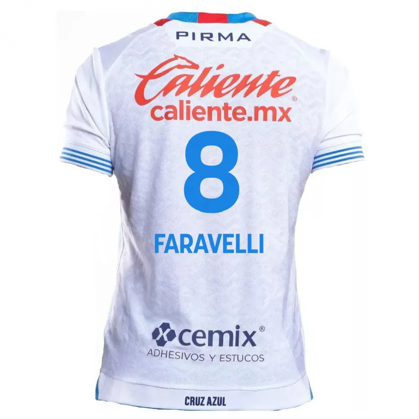 Danxen Mulher Camisola Lorenzo Faravelli #8 Branco Azul Alternativa 2024/25 Camisa