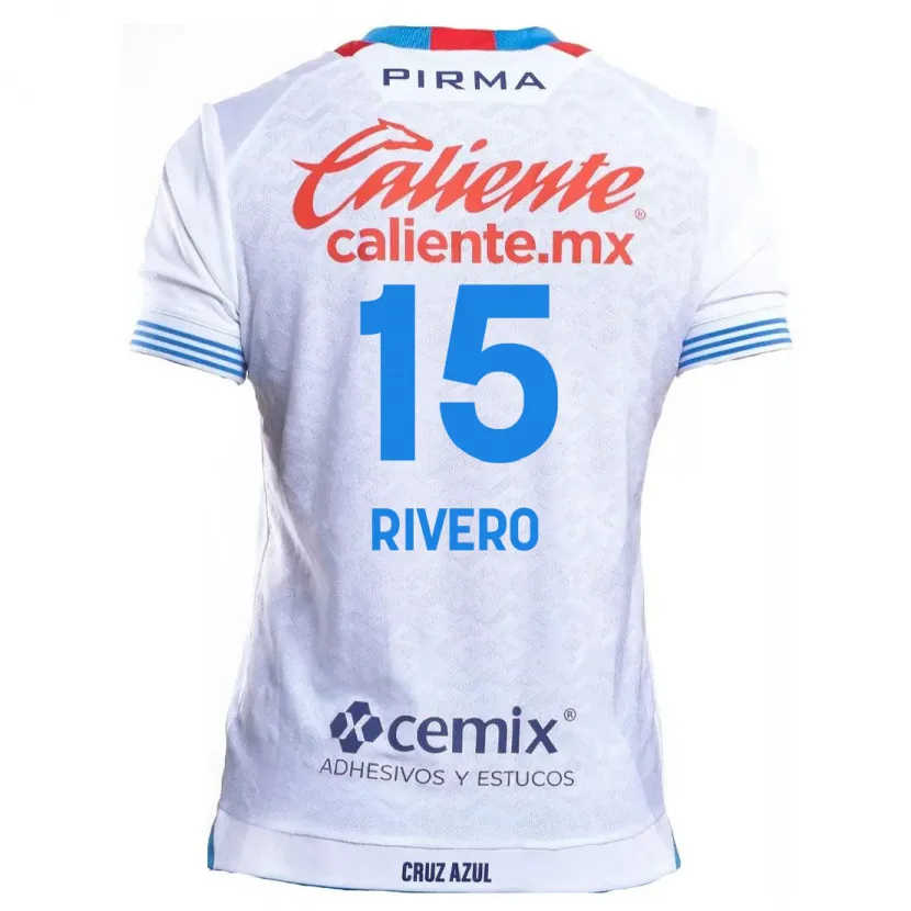 Danxen Mulher Camisola Ignacio Rivero #15 Branco Azul Alternativa 2024/25 Camisa