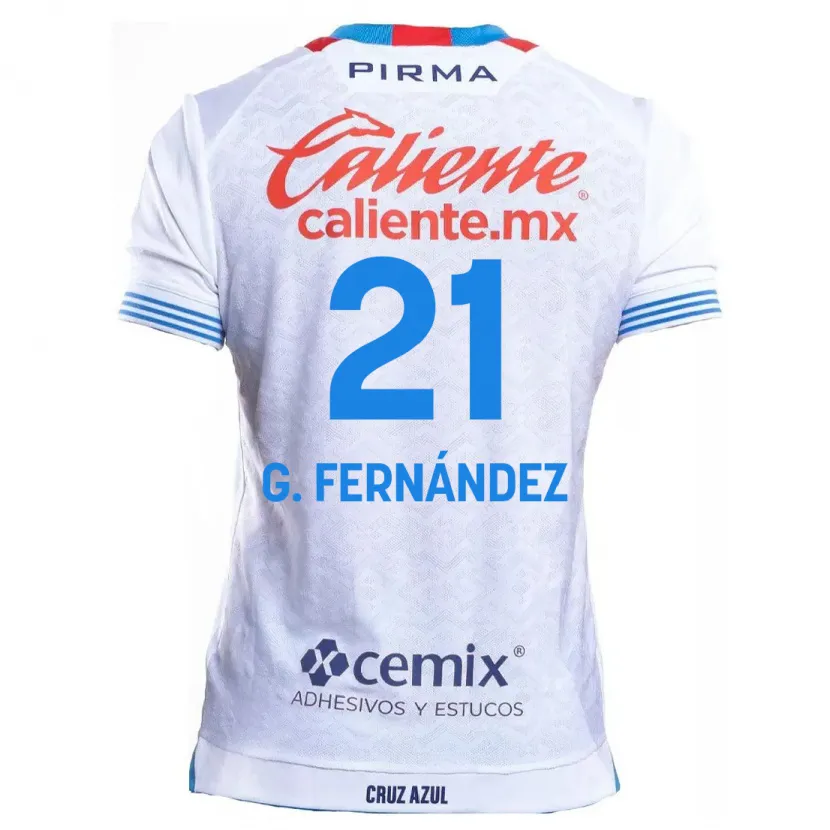 Danxen Mulher Camisola Gabriel Fernández #21 Branco Azul Alternativa 2024/25 Camisa