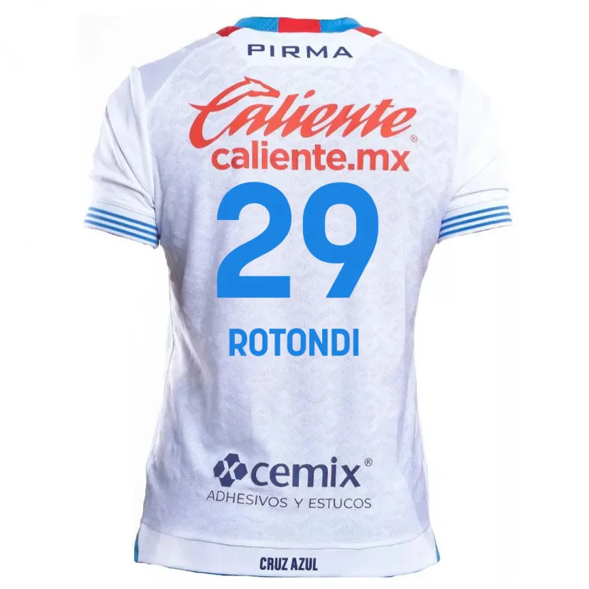 Danxen Mulher Camisola Carlos Rotondi #29 Branco Azul Alternativa 2024/25 Camisa