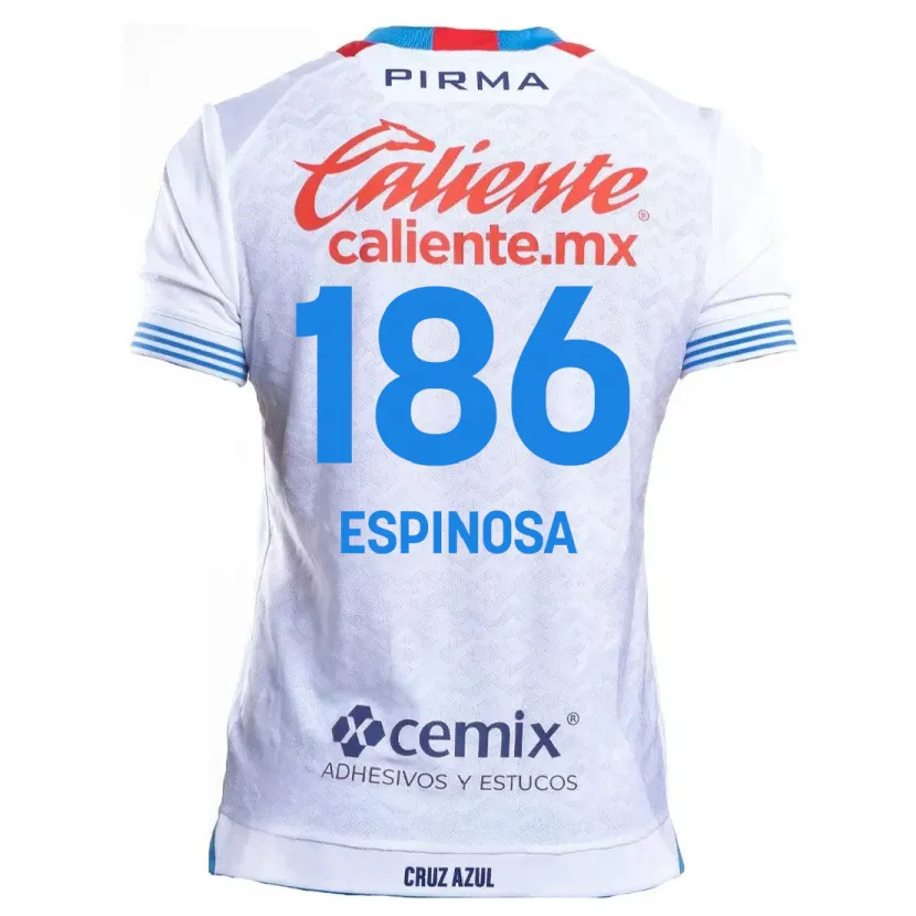 Danxen Mulher Camisola Brandón Espinosa #186 Branco Azul Alternativa 2024/25 Camisa