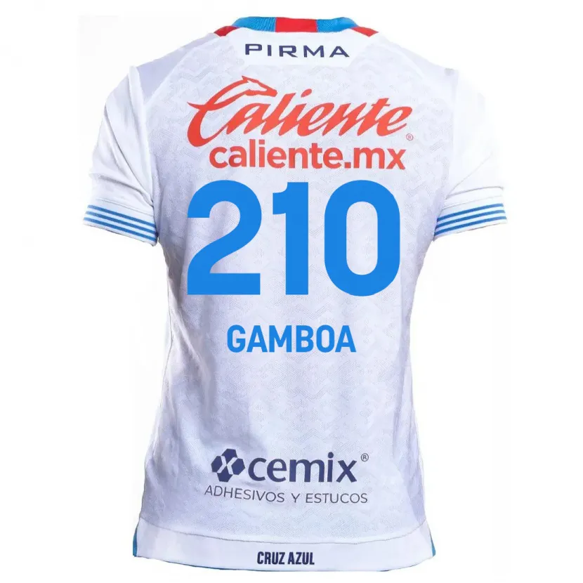 Danxen Mulher Camisola Bryan Gamboa #210 Branco Azul Alternativa 2024/25 Camisa